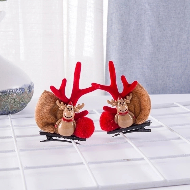 Christmas Cartoon Style Women'S Antlers Plush Plush Hair Clip