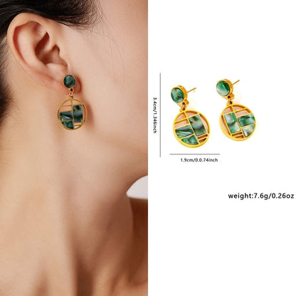 1 Pair Retro Minimalist Geometric Plating Titanium Steel Drop Earrings Ear Studs