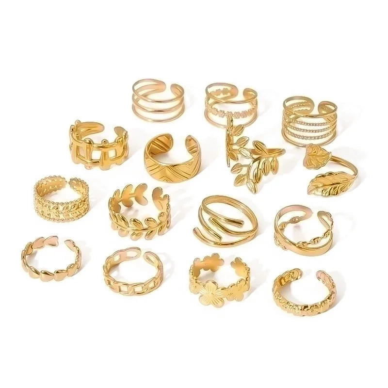 Stainless Steel 18K Gold Plated Modern Style Plating Geometric Open Rings