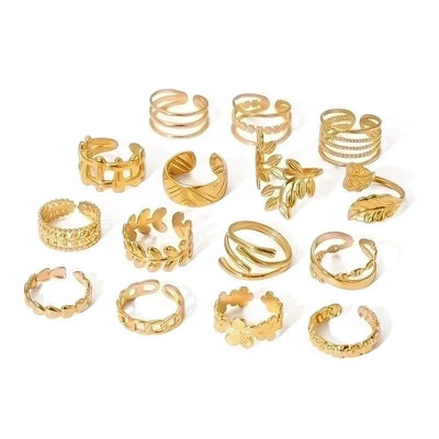 Stainless Steel 18K Gold Plated Modern Style Plating Geometric Open Rings
