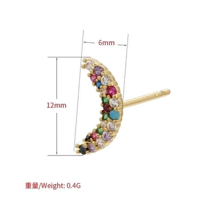 Cute Geometric Moon Flower Copper Artificial Gemstones Copper Earrings