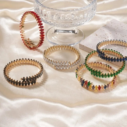 Copper K Gold Plated Inlay Geometric Water Droplets Zircon Bangle