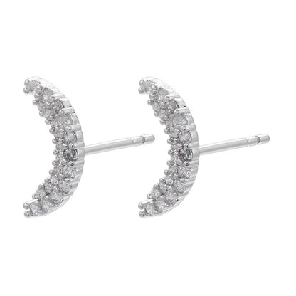 Cute Geometric Moon Flower Copper Artificial Gemstones Copper Earrings