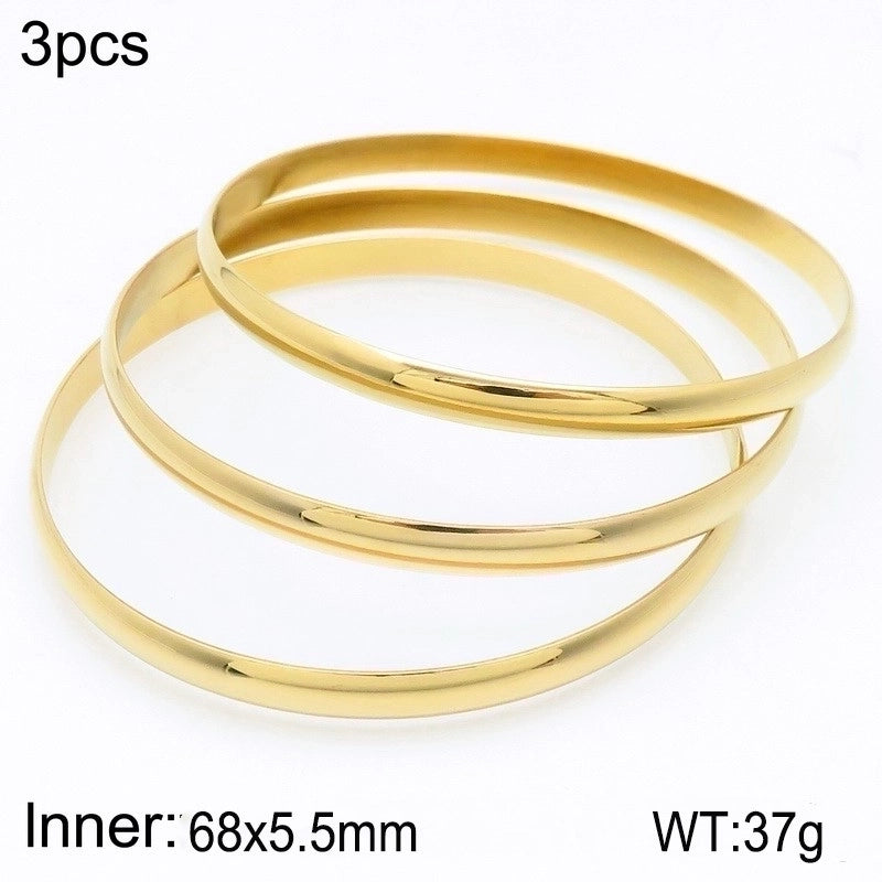 Minimalist Round Stainless Steel 18K Gold Plated Bangle In Bulk