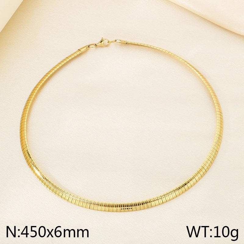 Elegant Minimalist Streetwear Solid Color 304 Stainless Steel 18K Gold Plated Choker