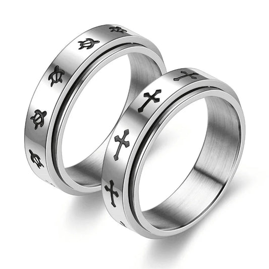Minimalist Tortoise Titanium Steel Rings