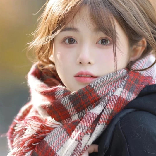 Women's Sweet Letter Plaid Elk Imitation Cashmere Winter Scarves