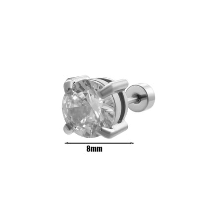 1 Piece Ear Cartilage Rings & Studs Minimalist Round 316L Stainless Steel Plating Inlay Zircon