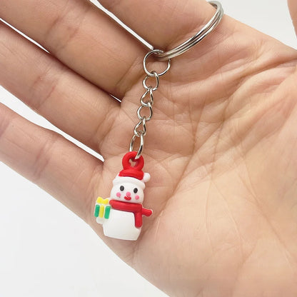 Cute Santa Claus Snowman PVC Christmas Unisex Bag Pendant Keychain