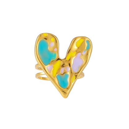 Elegant Minimalist Geometric 304 Stainless Steel Enamel Stainless Steel Rings