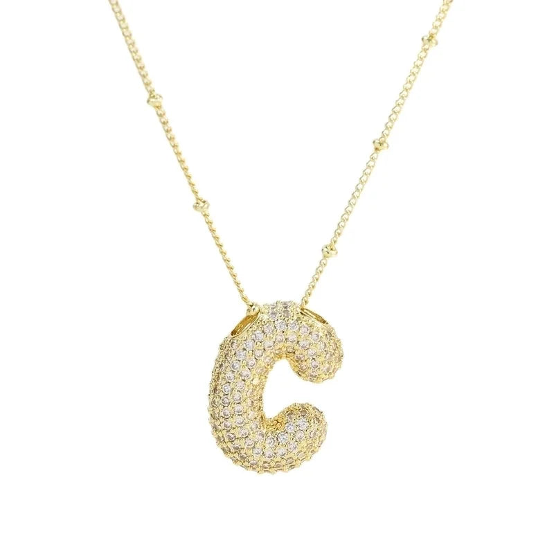 Casual Minimalist Letter Brass Plating Zircon Pendant Necklace 1 Piece