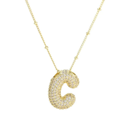 Casual Minimalist Letter Brass Plating Zircon Pendant Necklace 1 Piece