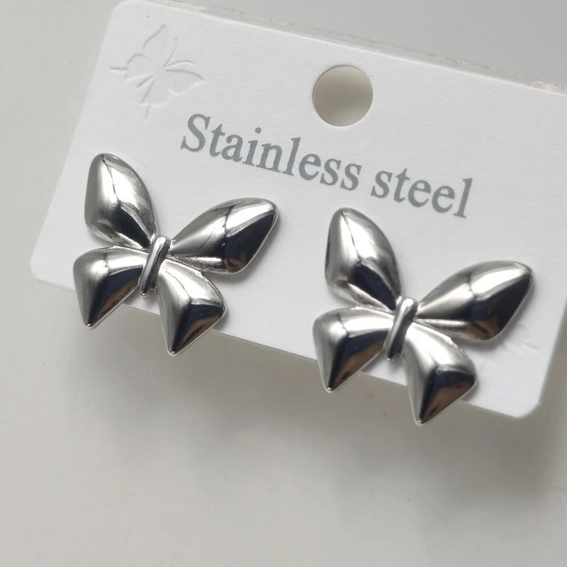 1 Pair Elegant Butterfly Bow Knot 304 Stainless Steel 18K Gold Plated Ear Studs