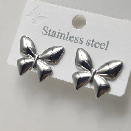 1 Pair Elegant Butterfly Bow Knot 304 Stainless Steel 18K Gold Plated Ear Studs