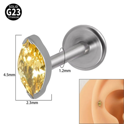 2 Pieces Lip Rings Classic Style Colorful Water Droplets G23 Titanium Synthetic Opal Zircon Inlay Synthetic Opal Zircon