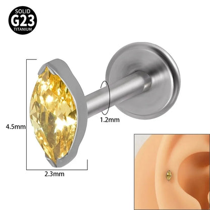 2 Pieces Lip Rings Classic Style Colorful Water Droplets G23 Titanium Synthetic Opal Zircon Inlay Synthetic Opal Zircon