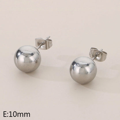 1 Pair Minimalist Round 304 Stainless Steel 18K Gold Plated Ear Studs