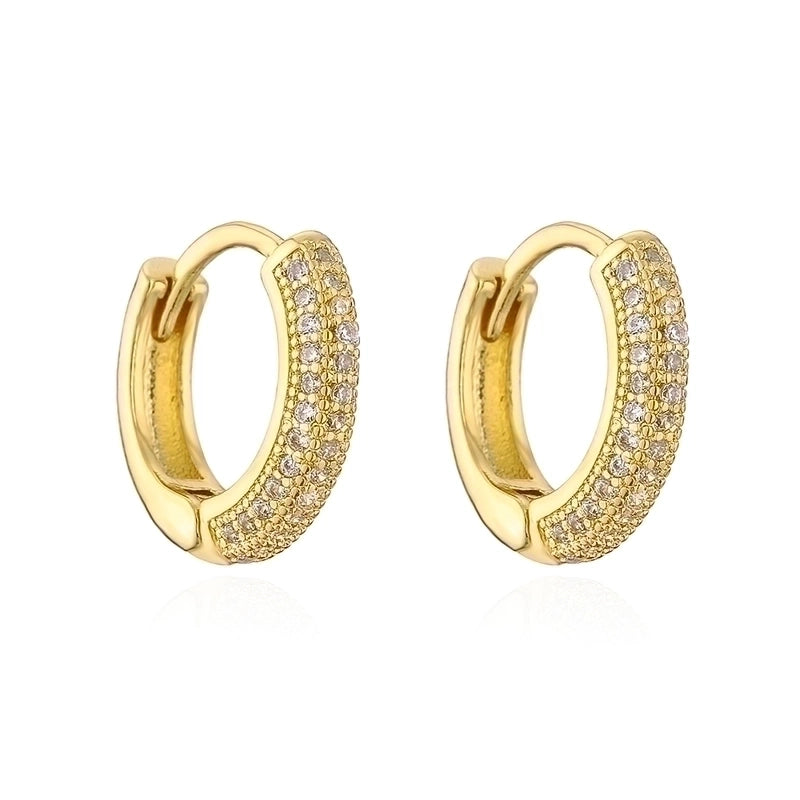 1 Pair Fashion Geometric Gold Plated Copper Zircon Gold Plated Hoop Earrings