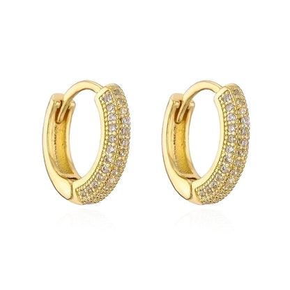 1 Pair Fashion Geometric Gold Plated Copper Zircon Gold Plated Hoop Earrings
