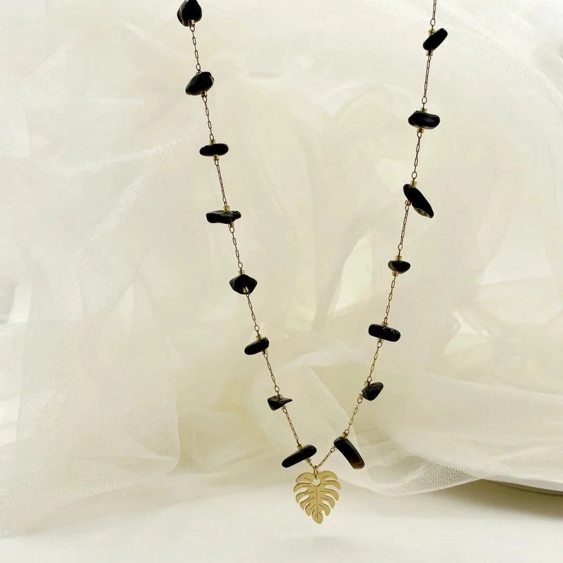 Casual Vacation Leaves Stainless Steel Gravel Polishing Plating Gold Plated Necklace