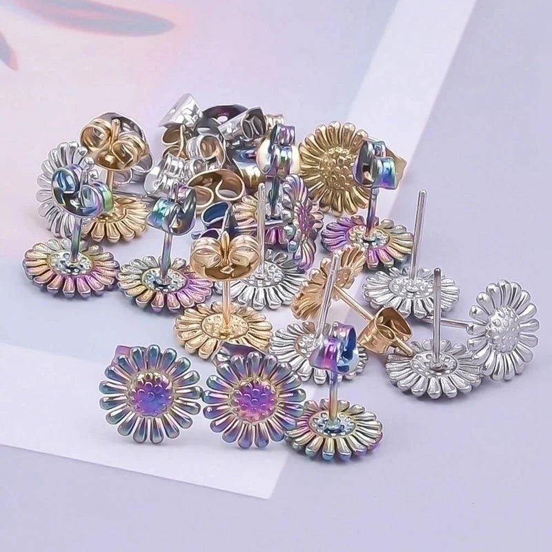 1 Pair Minimalist Flower Butterfly Plating 304 Stainless Steel 18K Gold Plated Ear Studs