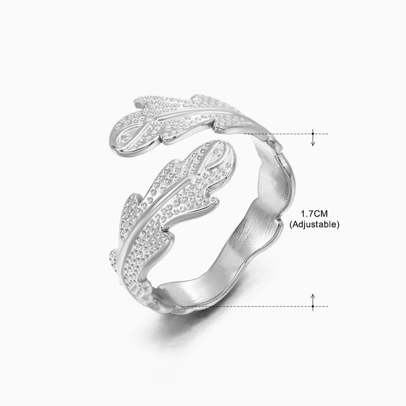 3 Pieces Basic Classic Style Geometric Leaf Stainless Steel Plating Open Rings