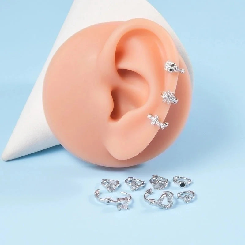 1 Piece Elegant Flower Butterfly Inlay Copper Rhinestones Zircon Earrings