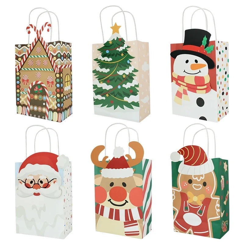 Christmas Cute Christmas Tree Santa Claus Gingerbread Party Gift Bags