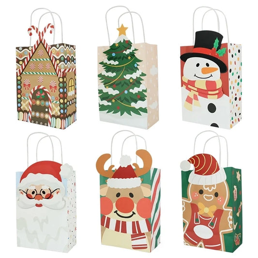 Christmas Cute Christmas Tree Santa Claus Gingerbread Party Gift Bags