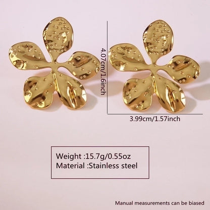 1 Pair French Style Sweet Horns Flower Asymmetrical 304 Stainless Steel Imitation Gold Ear Studs
