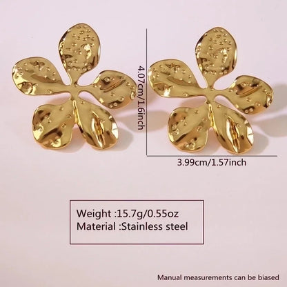 1 Pair French Style Sweet Horns Flower Asymmetrical 304 Stainless Steel Imitation Gold Ear Studs