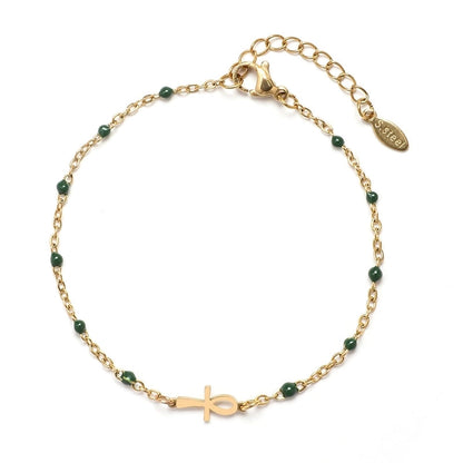 Minimalist Cross Stainless Steel Enamel Plating Bracelets