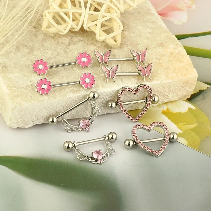 1 Pair Nipple Rings & Studs Minimalist Geometric Heart Shape 304 Stainless Steel Copper Plating Nipple Rings & Studs