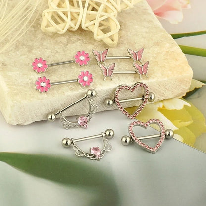 1 Pair Nipple Rings & Studs Minimalist Geometric Heart Shape 304 Stainless Steel Copper Plating Nipple Rings & Studs