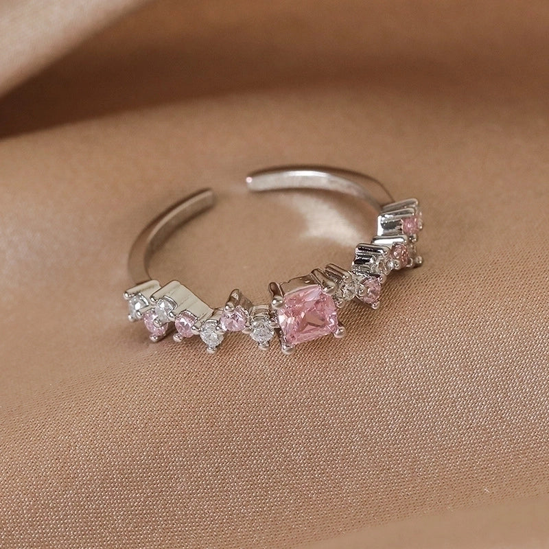 Minimalist Shiny Star Water Droplets Heart Shape Copper Inlay White Gold Plated Gold Plated Zircon Open Rings