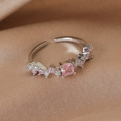 Minimalist Shiny Star Water Droplets Heart Shape Copper Inlay White Gold Plated Gold Plated Zircon Open Rings