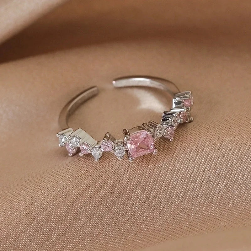 Minimalist Shiny Star Water Droplets Heart Shape Copper Inlay White Gold Plated Gold Plated Zircon Open Rings