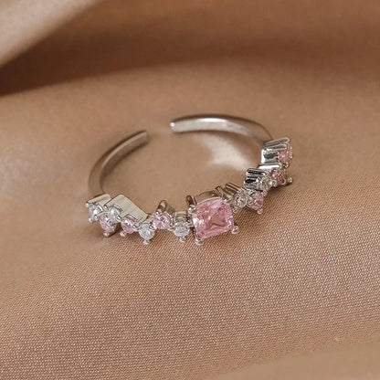 Minimalist Shiny Star Water Droplets Heart Shape Copper Inlay White Gold Plated Gold Plated Zircon Open Rings