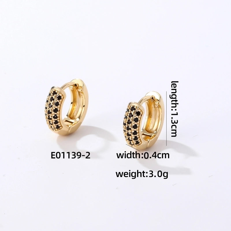 1 Pair Casual Modern Style Round Inlay Copper Zircon K Gold Plated Rhodium Plated Earrings