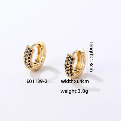 1 Pair Casual Modern Style Round Inlay Copper Zircon K Gold Plated Rhodium Plated Earrings