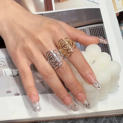 Vintage Style Classic Style Tree Rose 304 Stainless Steel Plating Open Rings