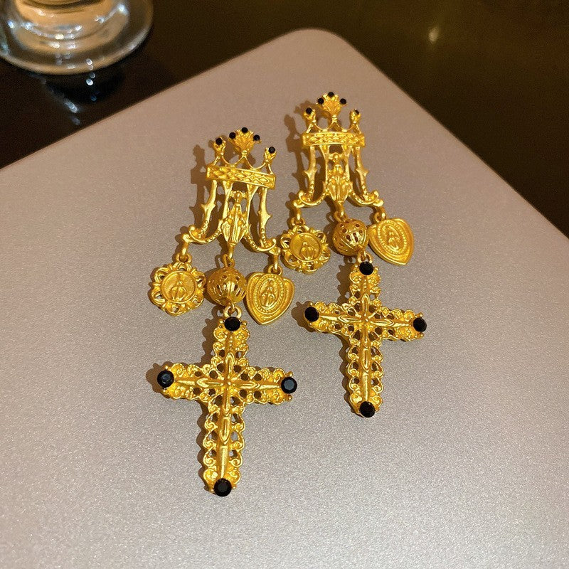 2 Pieces Mid-century Modern Round Geometric Copper Electroplating Earrings