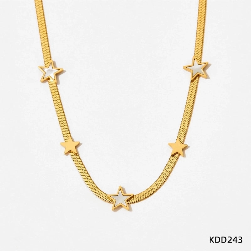 3 Pieces 304 Stainless Steel Titanium Steel White Gold Plated Gold Plated Classic Style Plating Star Bracelets Necklace