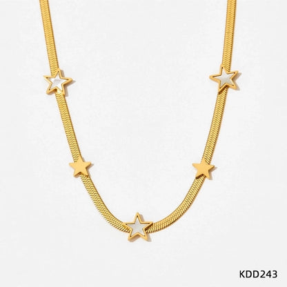 3 Pieces 304 Stainless Steel Titanium Steel White Gold Plated Gold Plated Classic Style Plating Star Bracelets Necklace