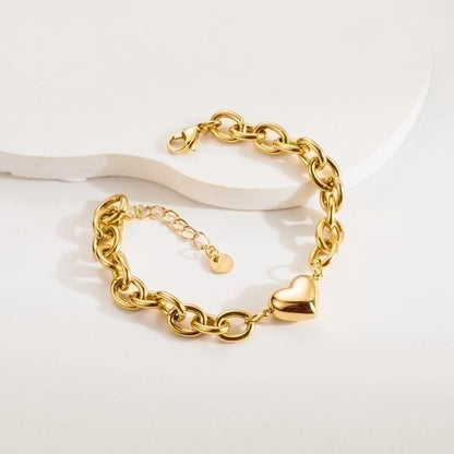 3 Pieces Elegant Vintage Style Heart Shape Lock 304 Stainless Steel Baroque Pearls 18K Gold Plated Bracelets In Bulk