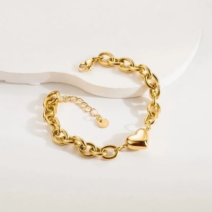 3 Pieces Elegant Vintage Style Heart Shape Lock 304 Stainless Steel Baroque Pearls 18K Gold Plated Bracelets In Bulk