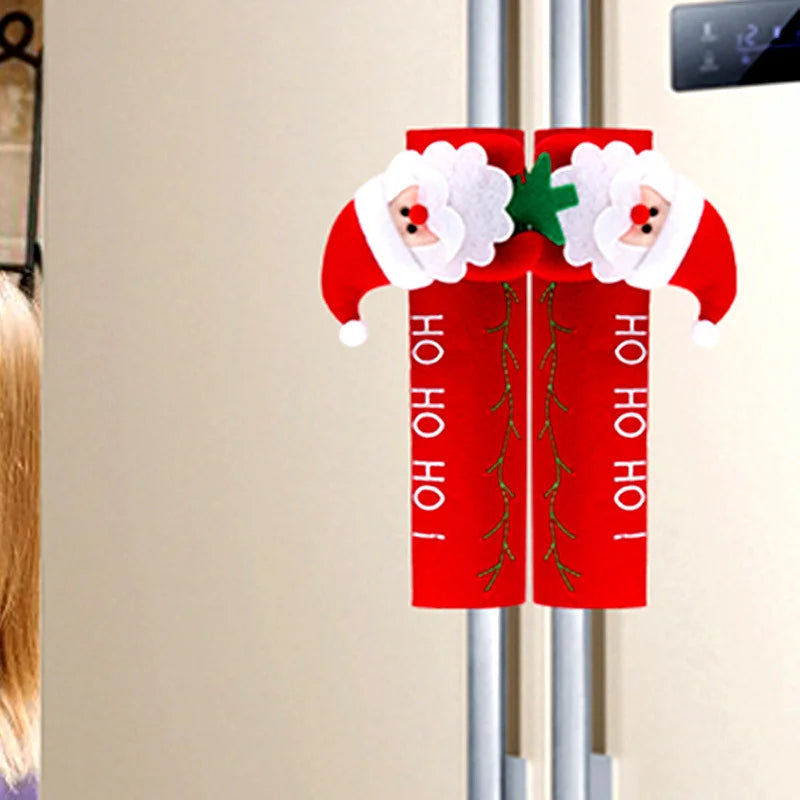 Hot-selling Christmas Small Gifts Velvet Christmas Doll Refrigerator Handle Decoration Christmas Home Supplies