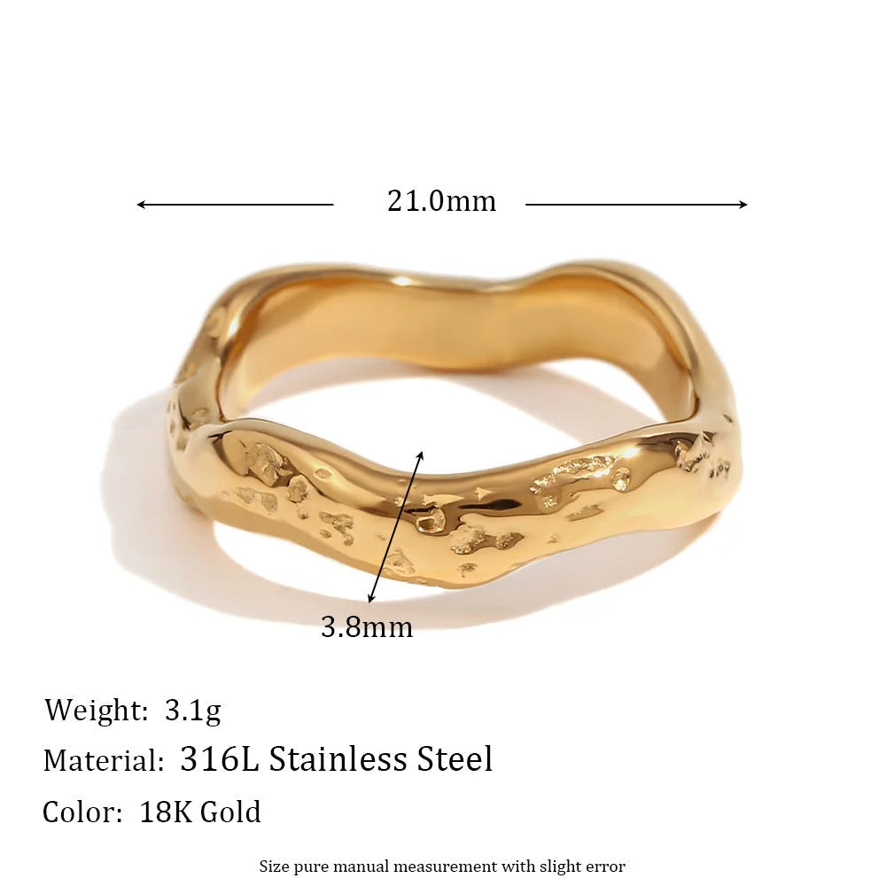 Fashion Niche Circle Geometric Stainless Steel 18K Gold Plated Rings