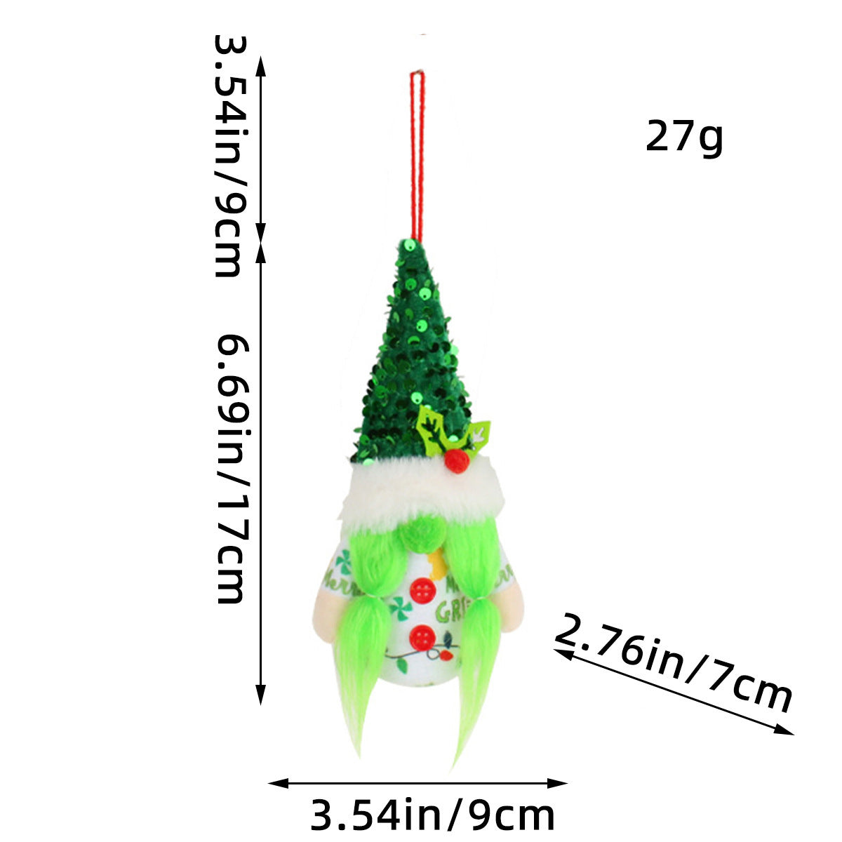 Christmas Decoration Christmas Sequin Lighted Rudolph Doll Christmas Glowing Faceless Gnome Doll Ornament