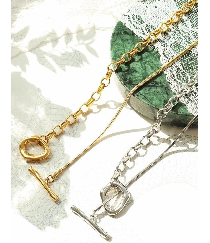 Minimalist Geometric 304 Stainless Steel 18K Gold Plated Pendant Necklace